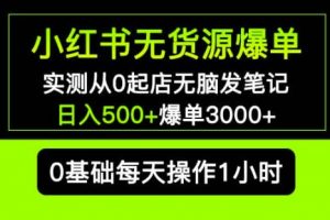 小红书无货源爆单实测从0起店无脑发笔记爆单3000+长期项目可多店