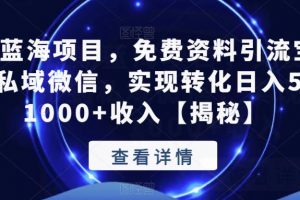 长期蓝海项目，免费资料引流宝妈粉到私域微信，实现转化日入500-1000+收入【揭秘】