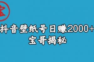 宝哥抖音壁纸号日赚2000+，不需要真人露脸就能操作【揭秘】