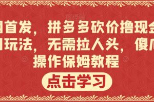 全网首发，拼多多砍价撸现金，偏门玩法，无需拉人头，傻瓜式操作保姆教程【揭秘】