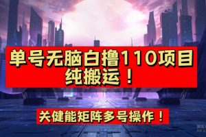 9月全网首发，单号直接白撸110！可多号操作，无脑搬运复制粘贴【揭秘】