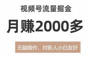 视频号流量掘金，无脑操作，对新人小白友好，月赚2000多【揭秘】