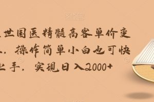 华佗在世国医精髓高客单价变现吸金，操作简单小白也可快速上手，实现日入2000+【揭秘】