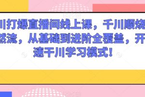 千川打爆直播间线上课，千川顺烧刺激自然流，从基础到进阶全覆盖，开启快速干川学习模式！